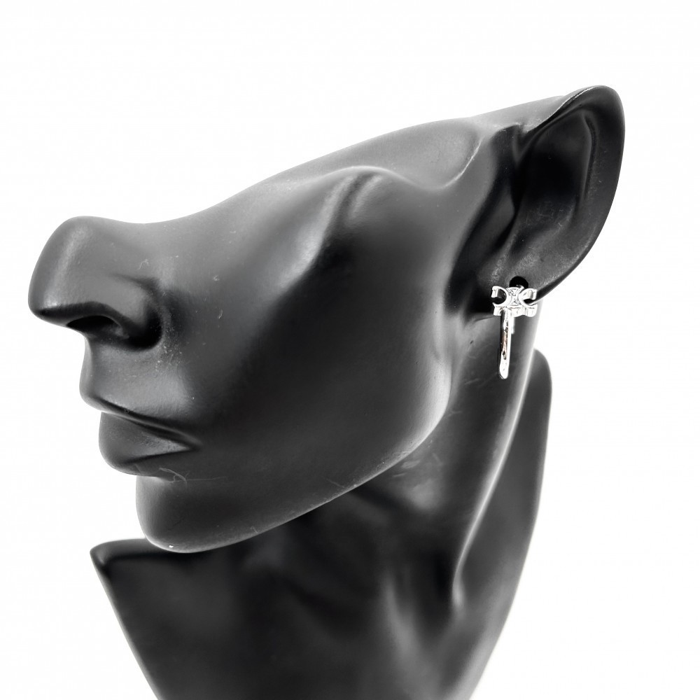 Celine Earrings Triomphe Asymmetric Hoop Accessories Silver All Seasons View 3